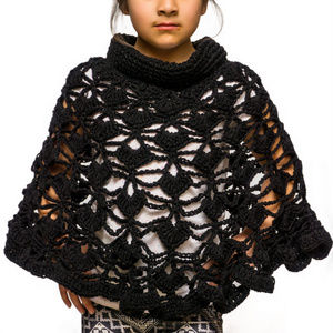 Crochet Girl Cape, Shawl, Black Color